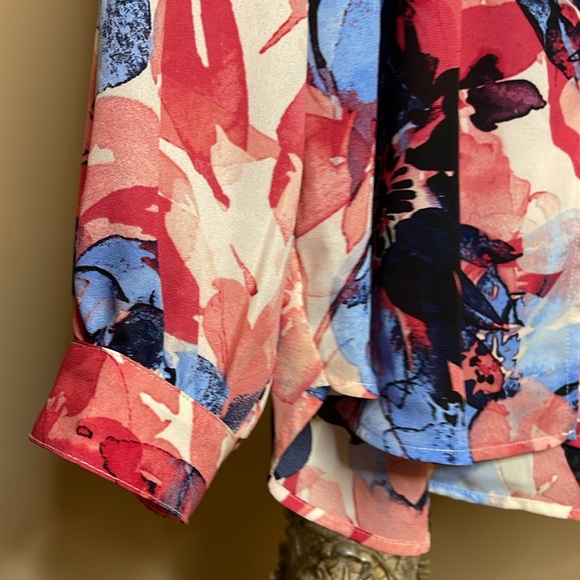 Jones New York Flower Blouse Size XL  Ruffle Neck Puff
Sleeve - Picture 10 of 14